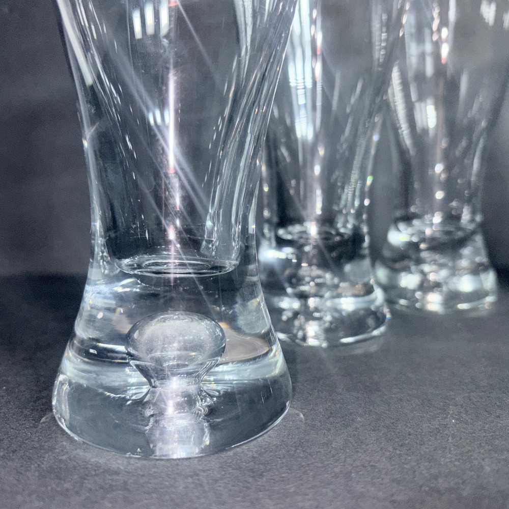 Set of 6 Crate and Barrel Crystal Krosno Bubble Base Pilsner Glasses Poland - Picture 8 of 16